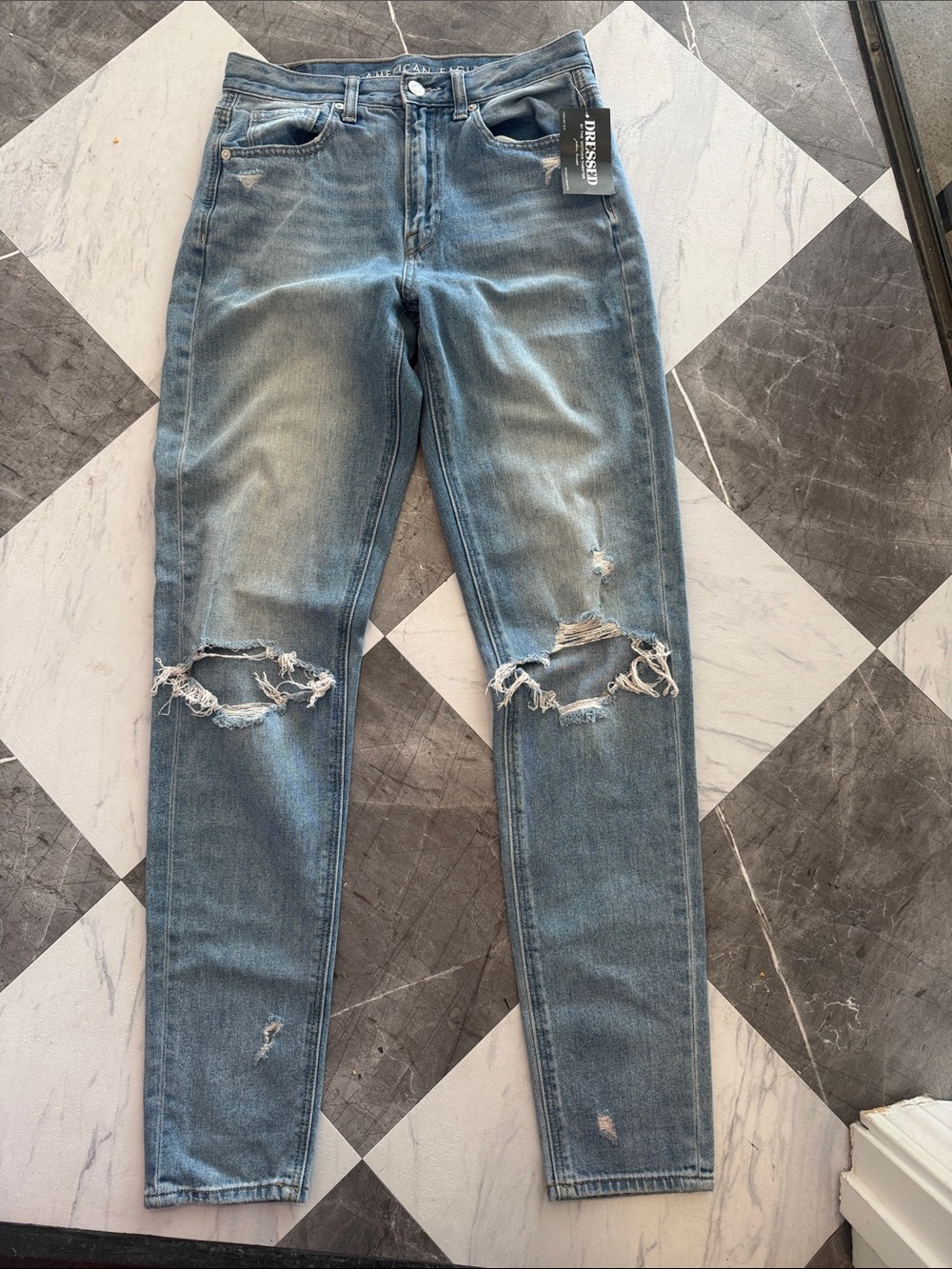 American Eagle Outfitters Light Blue Ripped Skinny Jeans